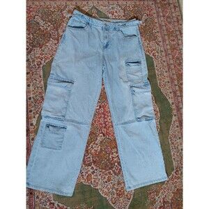 Love Cult Wide Leg Cargo Jeans light denim size L